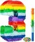 Rainbow Number Piñata Multicolor Number Piñata Small Kids Birthday Party with Blindfold Stick and Confetti for Birthday Anniversary Cinco De Mayo Fiesta Party Decor(Number 3)